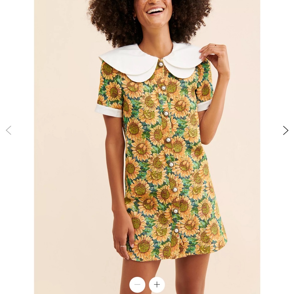 Sister Jane Sunflower Print Dress with White Collar